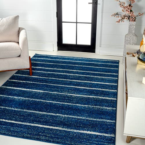 Jonathan Y Williamsburg Minimalist Stripe Area Rug In Navy/cream