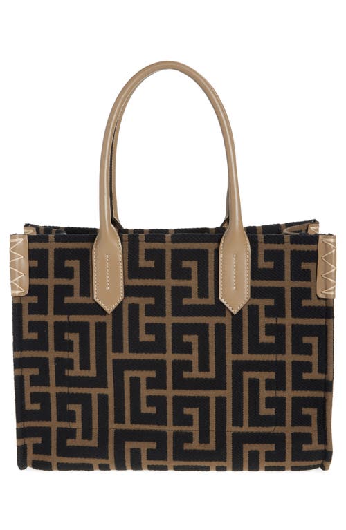 Balmain B-army 36 Mini Shopper Bag In Ubk Khaki/black