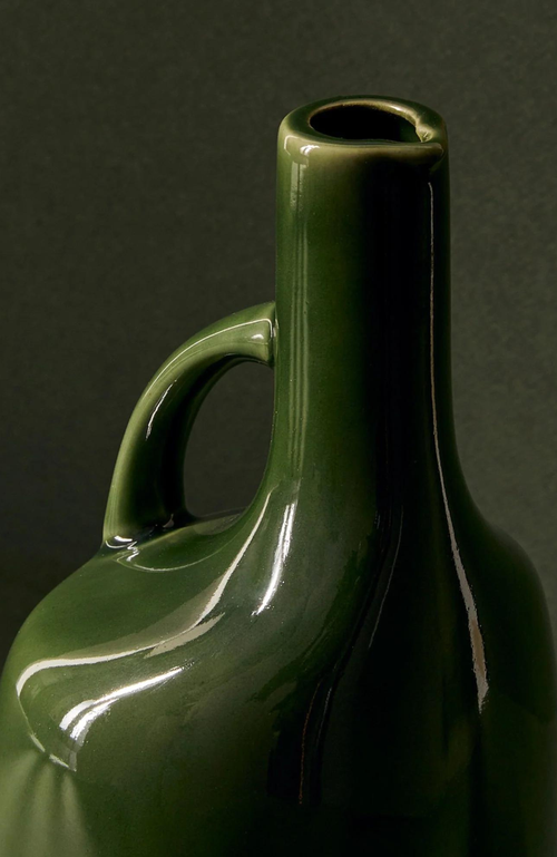 Gharyan Stoneware Olive Oil Bottle Canard In Green