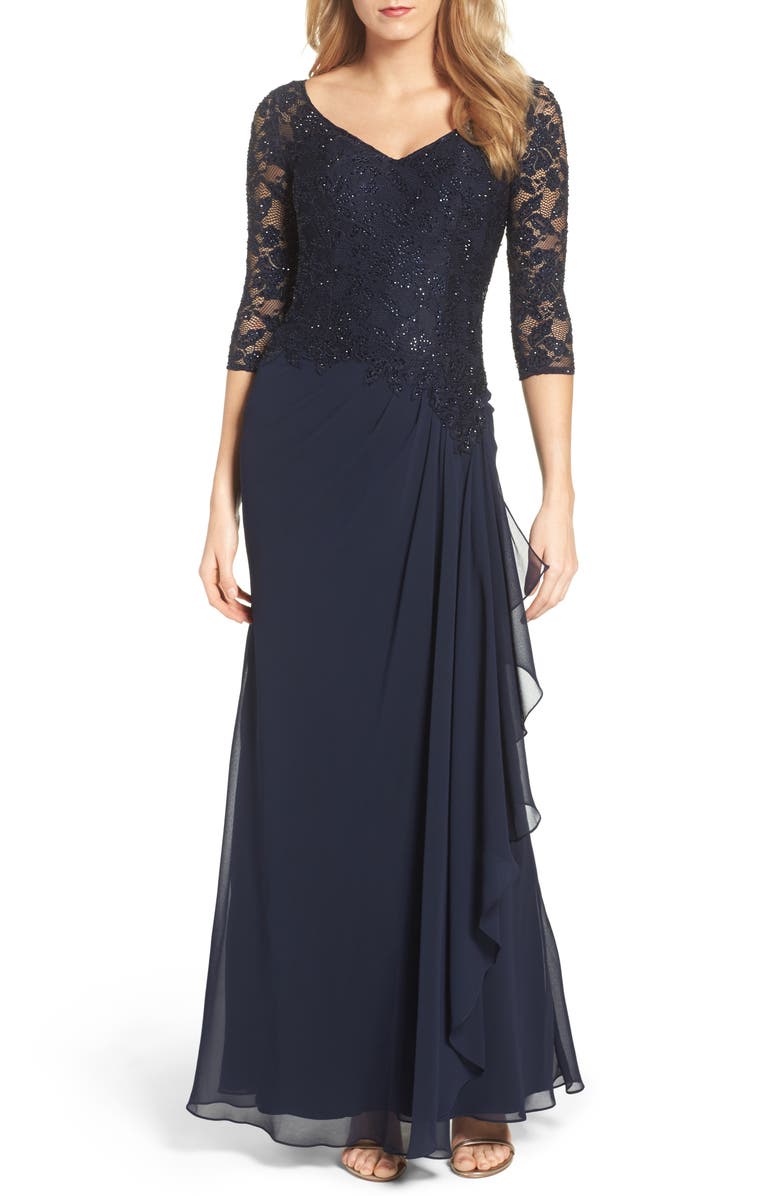 La Femme Embellished Lace & Chiffon Gown | Nordstrom