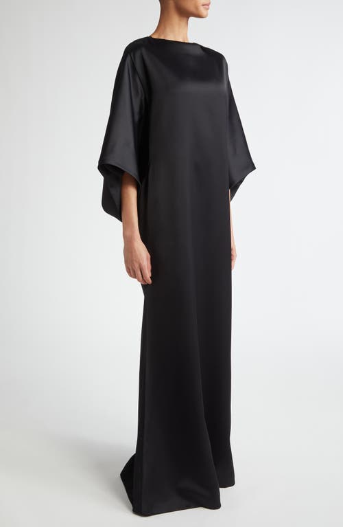 Shop Fforme Devora Reversed Raglan Duchess Satin Maxi Dress In Black