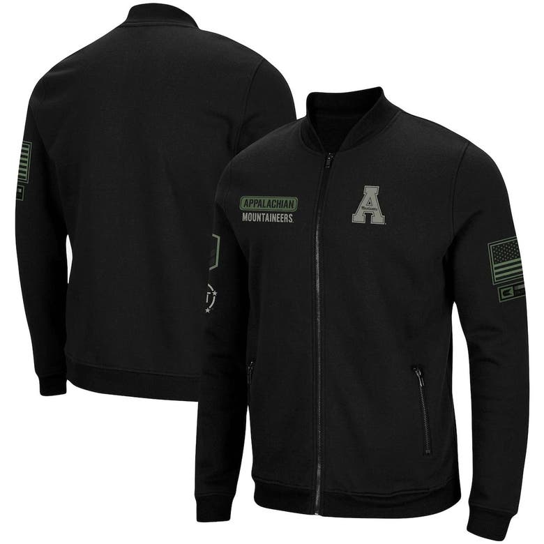 Colosseum Black Appalachian State Mountaineers Oht Military Appreciation High-speed Bomber Full-zip