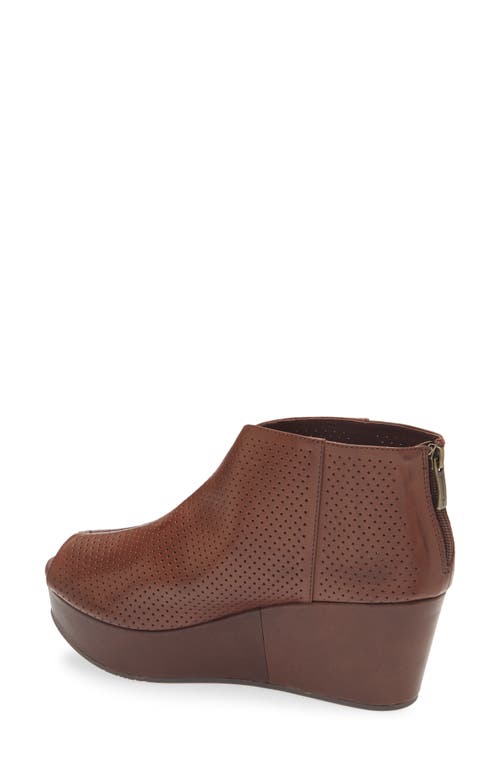 Chocolat Blu Walee Peep Toe Platform Bootie In Dark Brown Leather