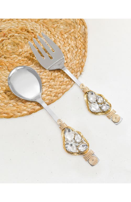 Tiramisu Cumulus Constellation Embellished 2-piece Salad Serving Set In Gold