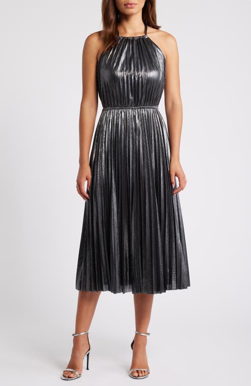 Shop Chelsea28 Metallic Pleated Cocktail Dress In Gunmetal