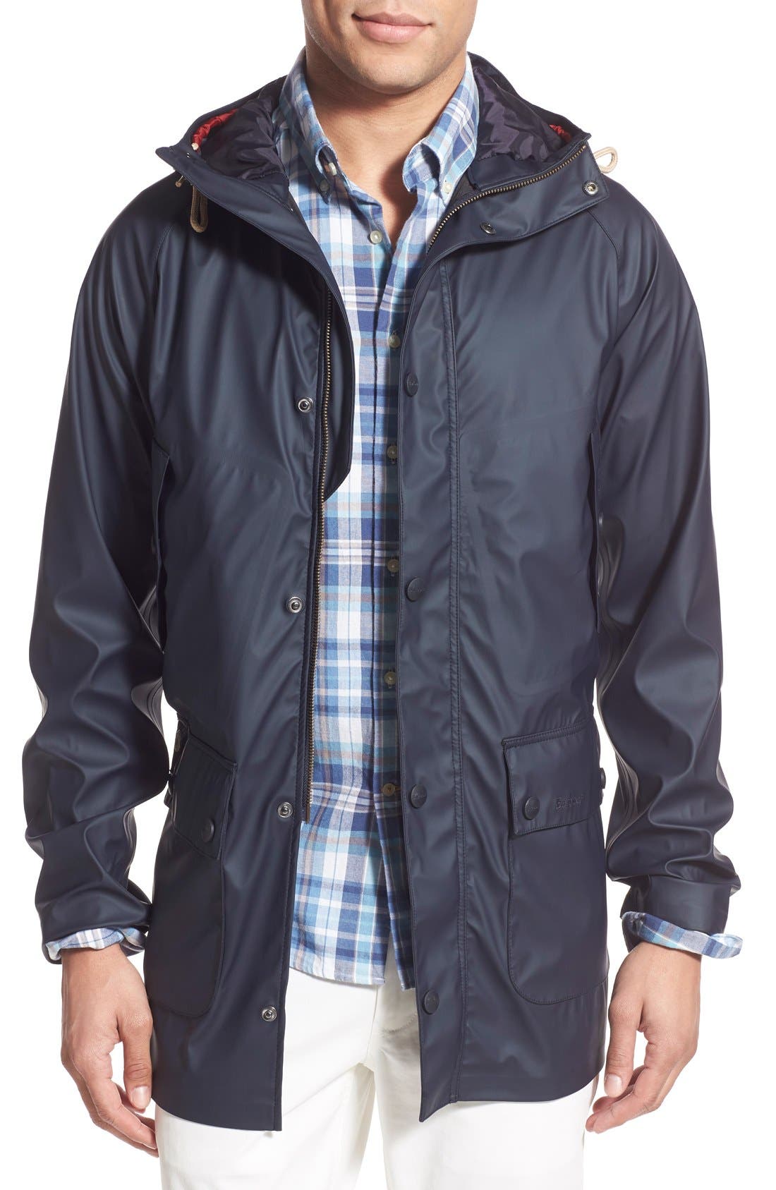 Barbour 'Sea Foam' Tailored Fit Water Resistant Hooded Rain Jacket