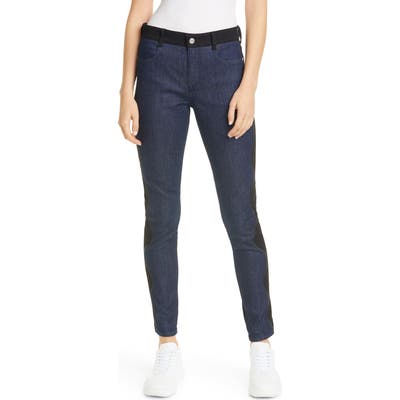 Stella Mccartney Wave Embroidered Contrast Skinny Jeans, Blue
