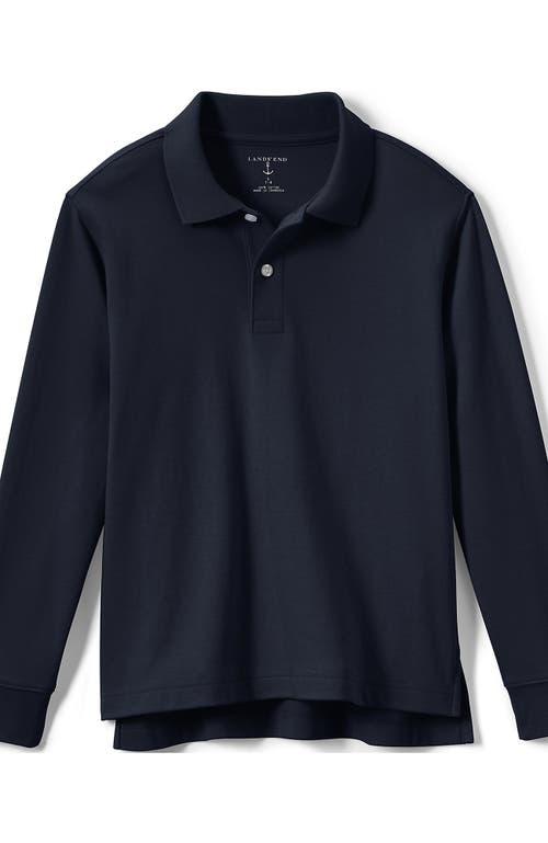 Shop Lands' End School Uniform Kids Long Sleeve Interlock Polo Shirt In Classic Navy