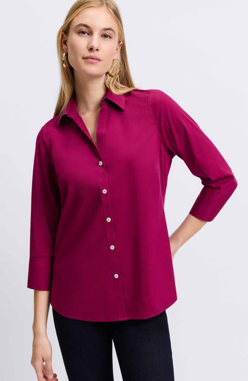 Shop Foxcroft Mary Button-up Blouse In Sangria