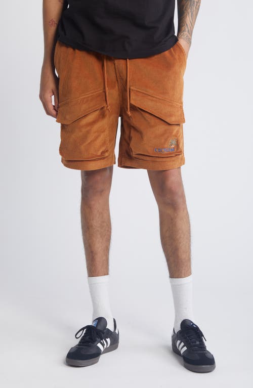 Icecream Journey Corduroy Cargo Shorts In Orange