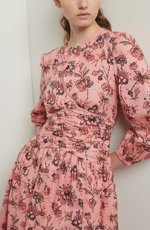 Derek Lam 10 Crosby Amelia Gathered Floral-print Cotton-gauze Mini Dress In Peach Multi