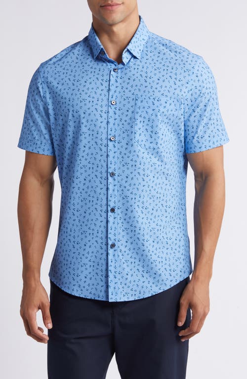 Mizzen + Main Mizzen+main Leeward Trim Fit Floral Short Sleeve Performance Button-up Shirt In Provence Floral Fauna