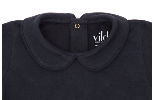 Shop Vild House Of Little Ss Organic Cotton Collared Shirt In Nocturnal Navy