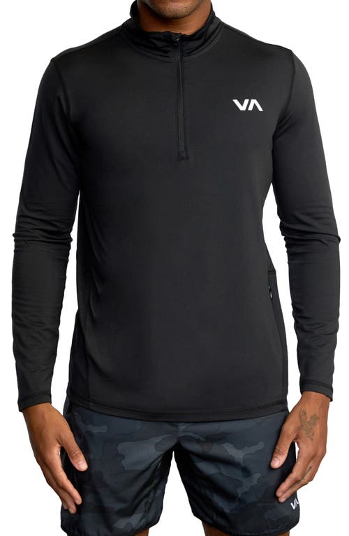 RVCA Recycled Polyester Blend Quarter Zip Pullover Black at Nordstrom,