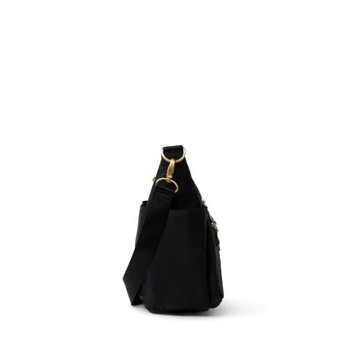 Baggallini Modern Everywhere Hobo Crossbody Bag With Wristlet In Black With Gold Hardware
