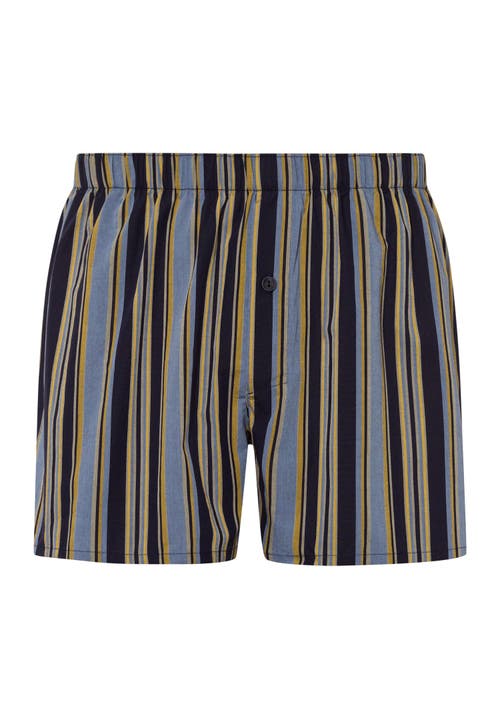 Hanro Men's Fancy Woven Cotton Boxers In Ocean Stripe