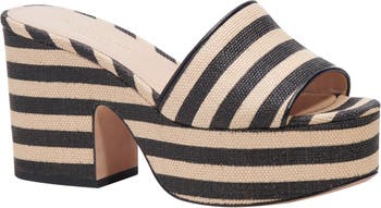 Women's Vintage Beach Style Wedge Sandals With Chunky Braided Jute Platform  And One-strap High Heel Slides