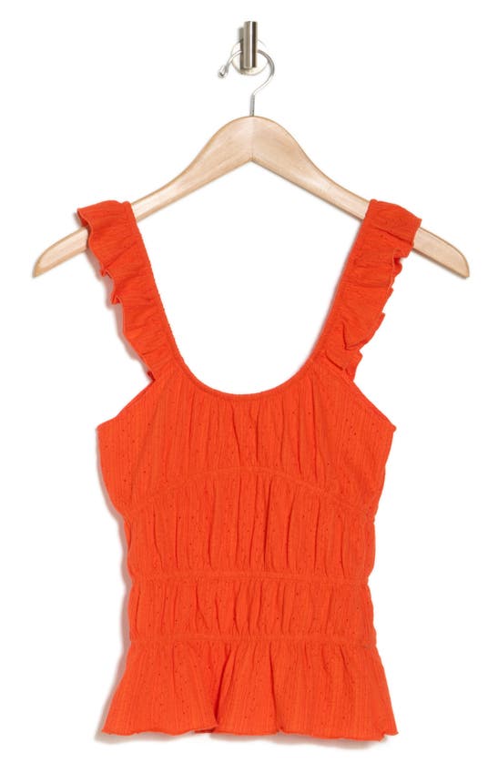 Topshop Textured Frill Shoulder Cami In Red-pink In Pink