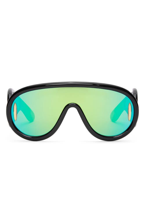 Loewe x Paula's Ibiza 56mm Mask Sunglasses in Shiny Black /Green Mirror