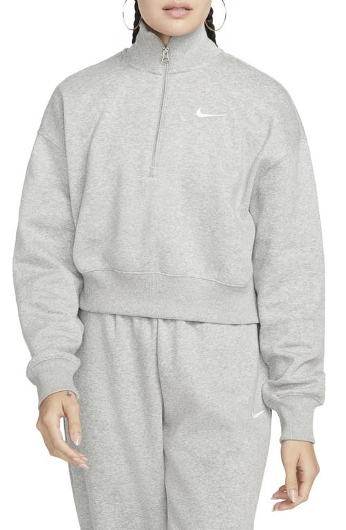 Nike Sportswear Phoenix Fleece Crop Sweatshirt In Dark Grey Heather/sail