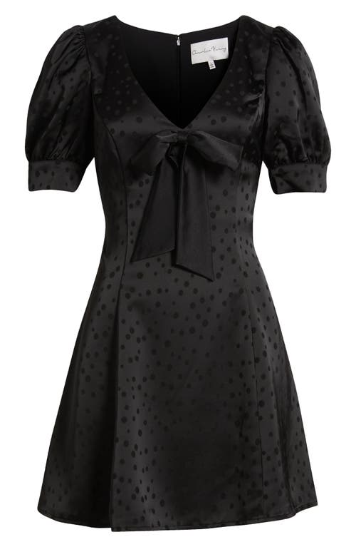 Shop Charles Henry Dot Jacquard Satin Minidress In Black