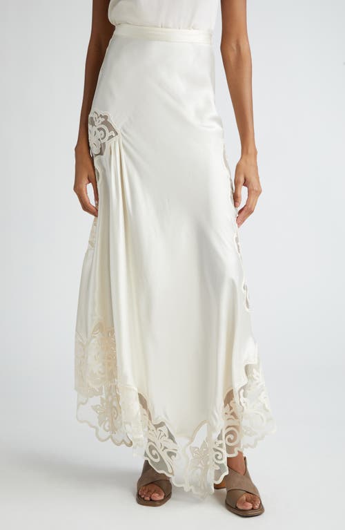 Cressida Floral Tulle Panel Silk Maxi Skirt in Cowrie