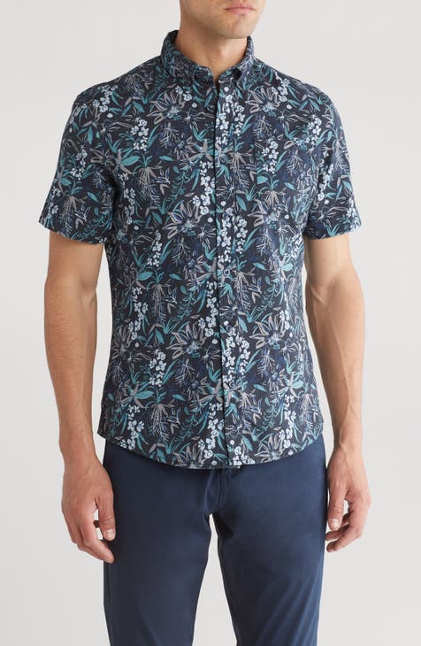 Tropical Mix Short Sleeve Cotton & Linen Button-Up Shirt