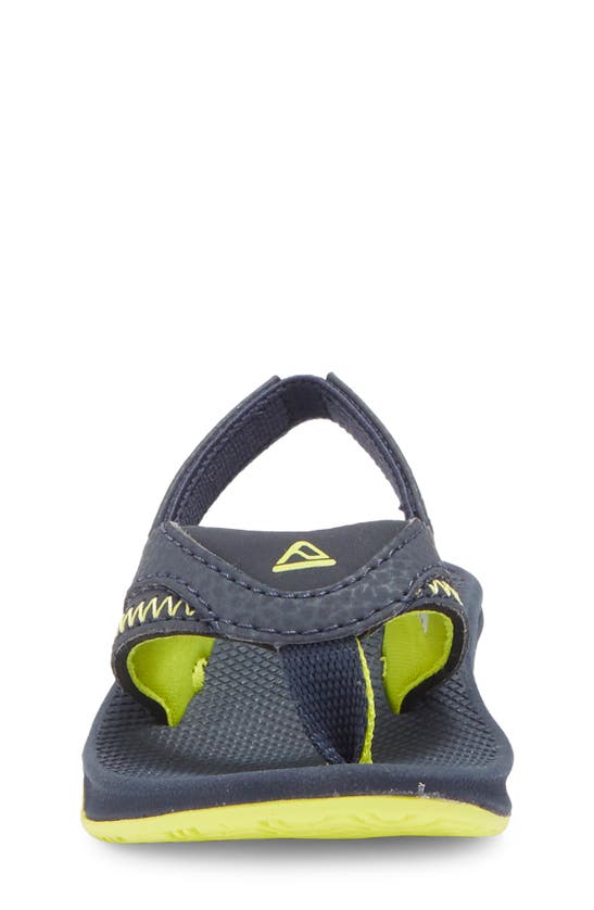 Shop Reef Kids' Little Fanning Flip Flop In Lime/ Navy