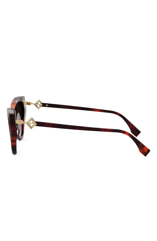 Fendi Ff Diamond Logo Acetate & Nylon Cat-eye Sunglasses In Red Havana/gradient Brown