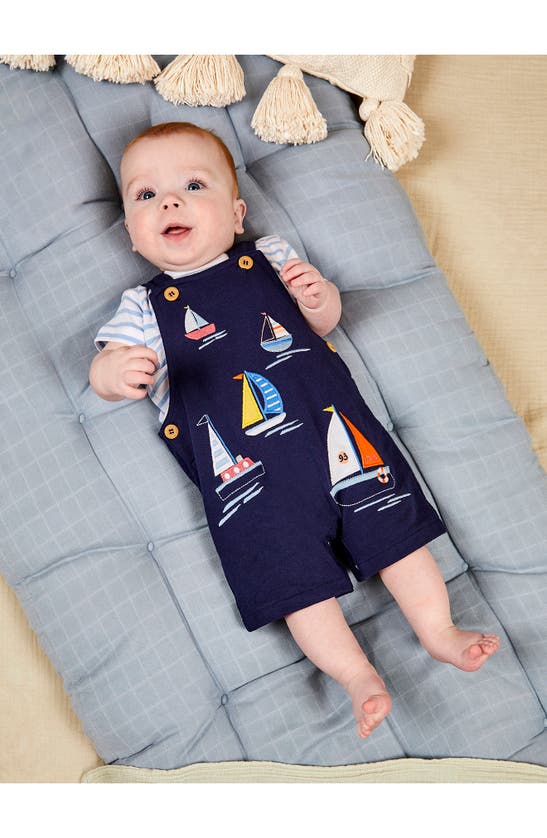 Shop Jojo Maman Bébé Jojo Maman Bebe Sailboat Appliqué T-shirt & Overalls Set In Navy