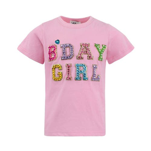 LOLA + THE BOYS LOLA + THE BOYS PINK BIRTHDAY GIRL GEM T-SHIRT 
