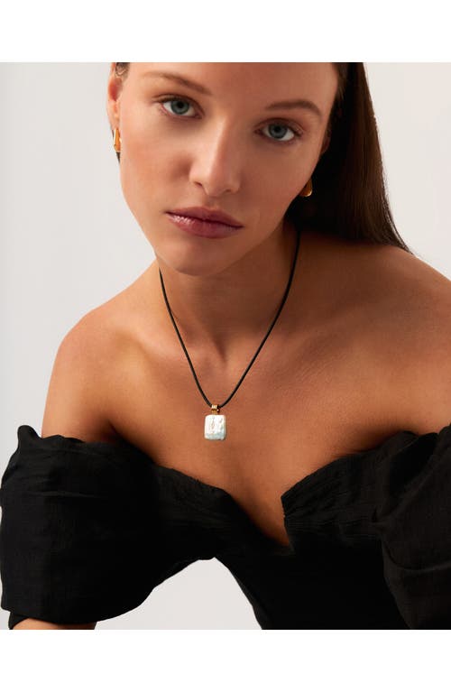 Missoma Square Freshwater Pearl Pendant Necklace In Gold