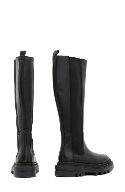 Shop Allsaints Monica Knee High Lug Sole Boot In Black