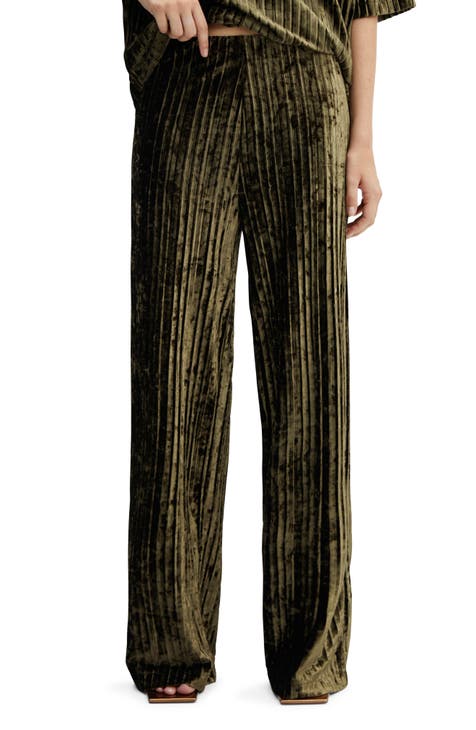 NRBY Thea Side Stripe Velvet Trousers, Midnight