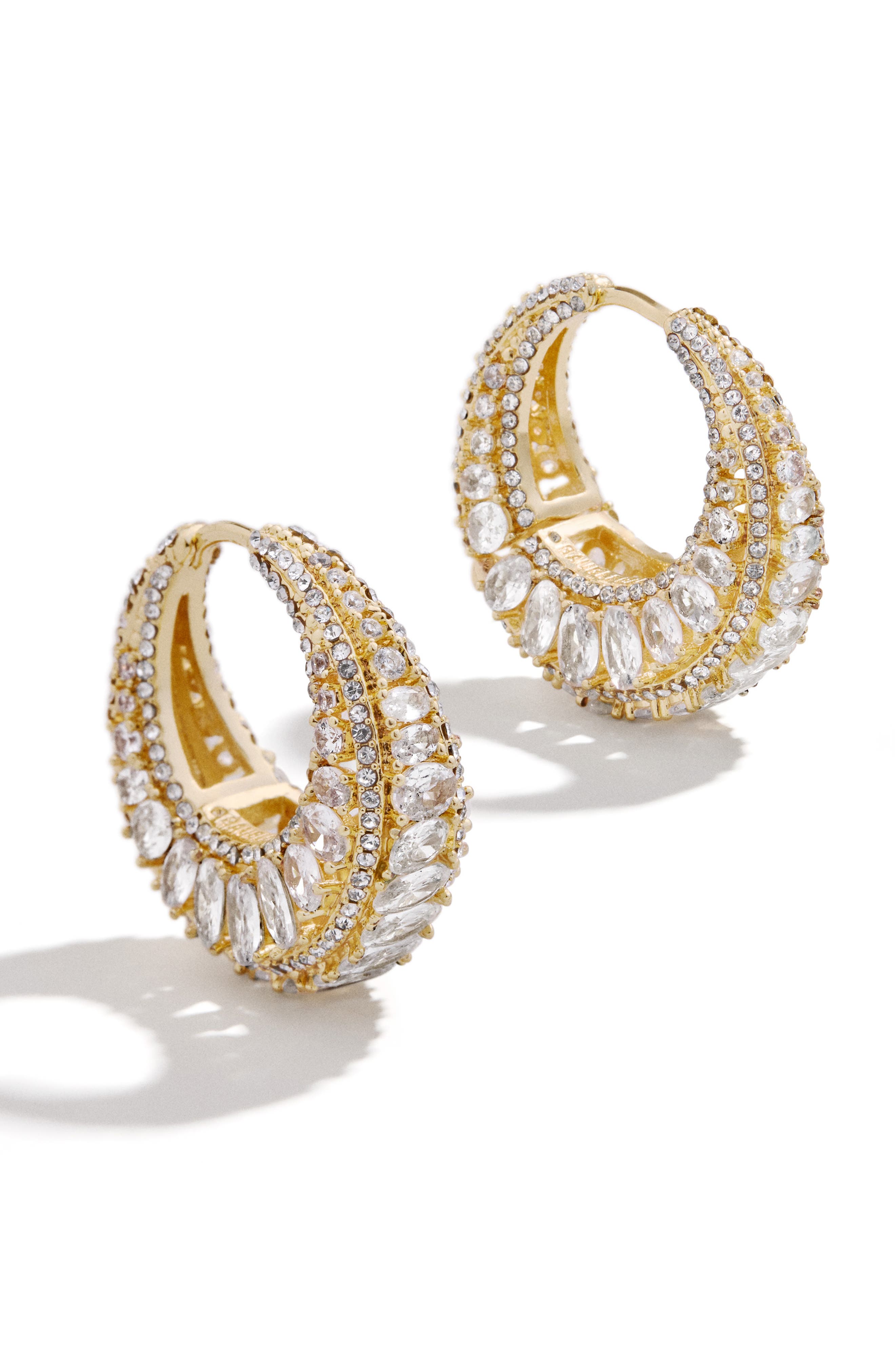 BaubleBar Lillian Pavé Cubic Zirconia Hoop Earrings in Clear 