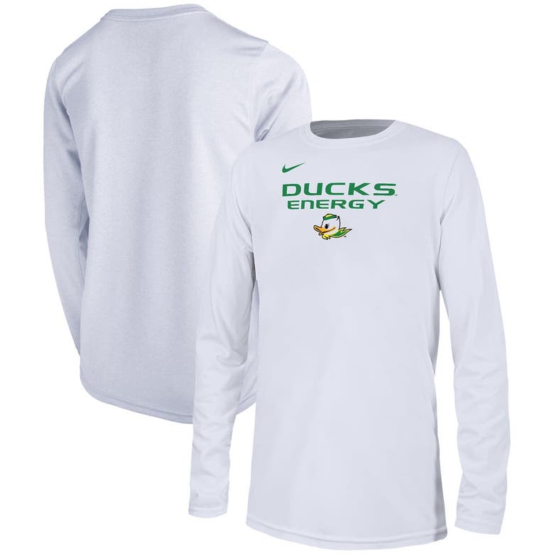 Shop Nike Youth   White Oregon Ducks 2024 On-court Bench Energy T-shirt