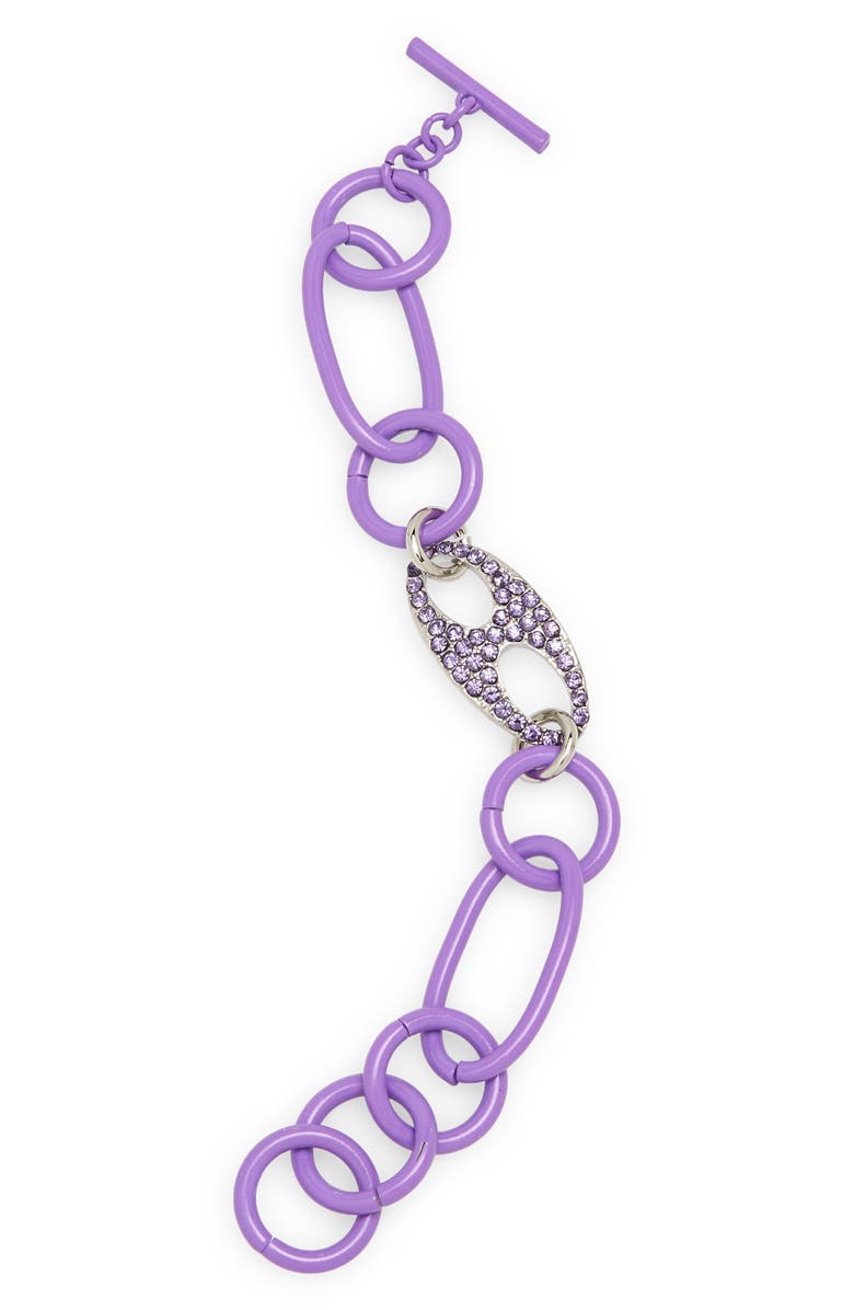 OPEN EDIT Pavé Link Color Pop Bracelet, Main, color, PURPLE- RHODIUM