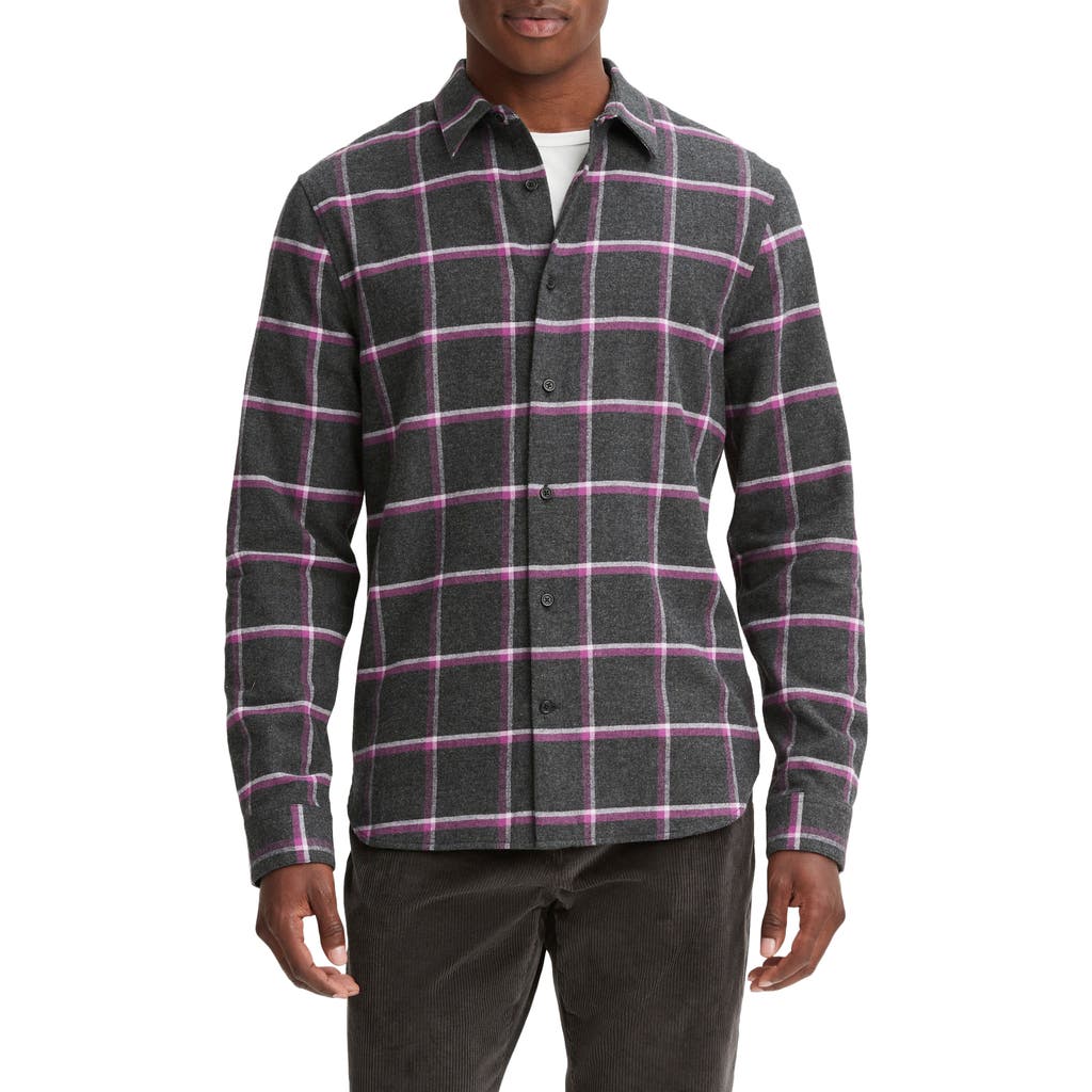 Vince Skipton Plaid Flannel Button-up Shirt In Gray