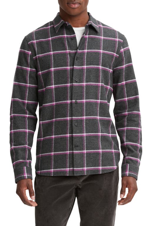 Vince Skipton Plaid Flannel Button-Up Shirt Heather Grey/Purple Stone at Nordstrom,