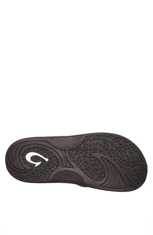 Shop Olukai Hokua Flip Flop In Black/shadow Faux Leather