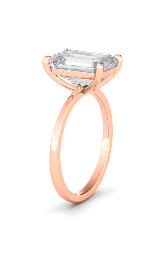 Hautecarat Emerald Cut Lab Created Diamond 18k Gold Ring In 18k Rose Gold