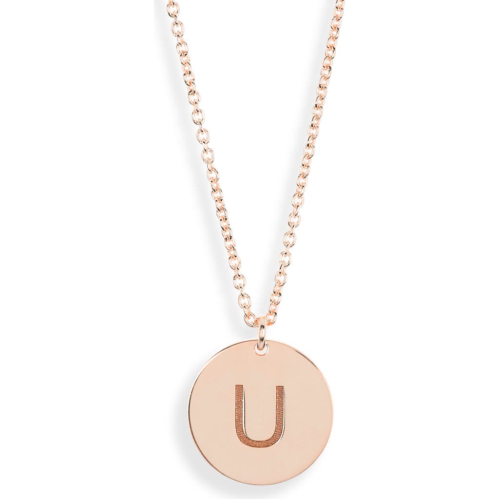 Meshmerise Initial Disc Pendant Necklace In Rose-u