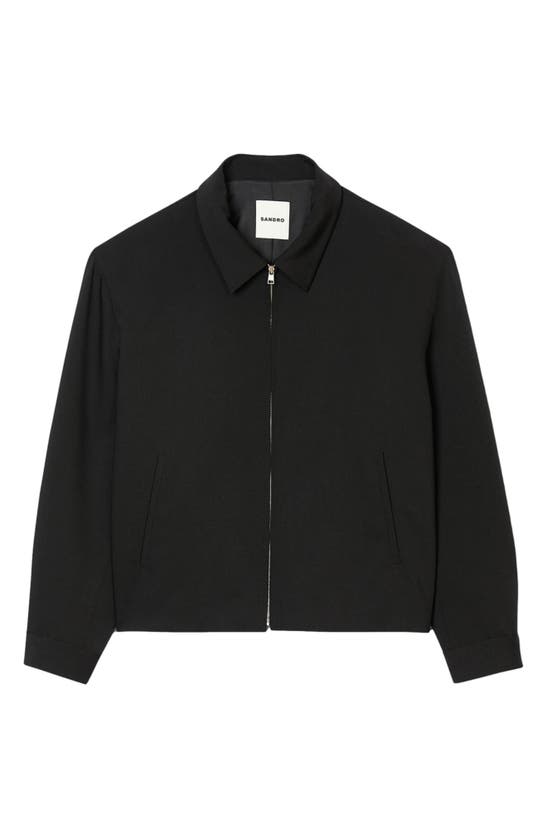 Shop Sandro Stretch Wool Jacket In Black