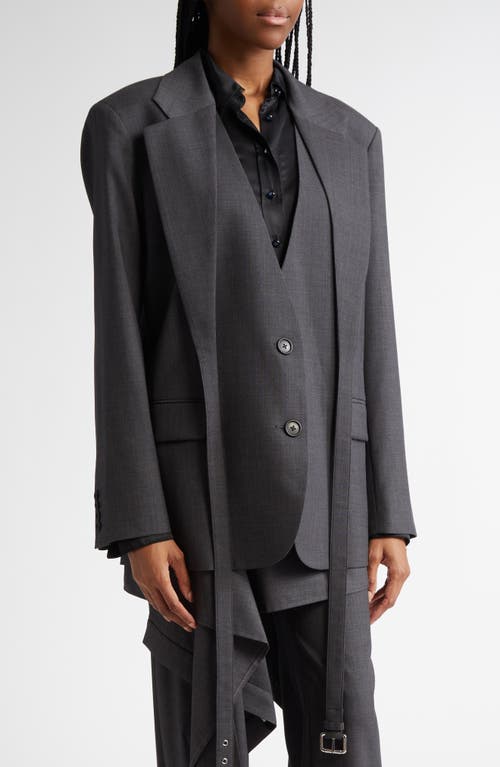 Shop Monse Crisscross Stretch Wool Blazer In Charcoal