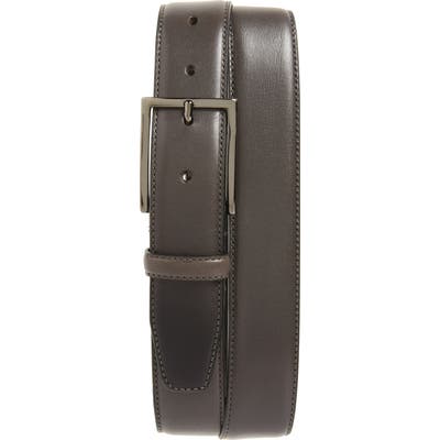 Nordstrom Shop Marco Burnished Leather Belt, Grey Alloy