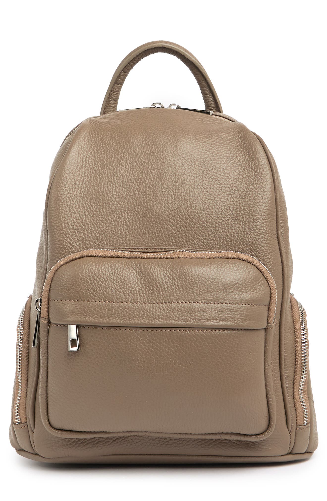 Maison Heritage Leather Backpack In Taupe