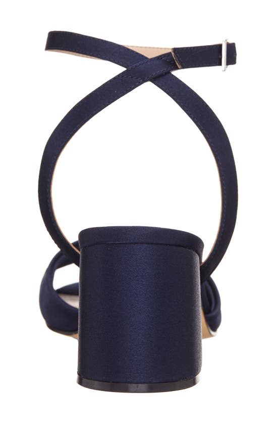 Nina Nigella Glitter Ankle Wrap Sandal In New Navy Luster Satin