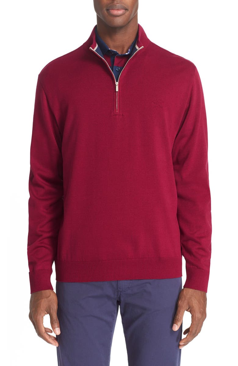 Paul & Shark Quarter Zip Sweater with Faux Suede Elbow Patches | Nordstrom
