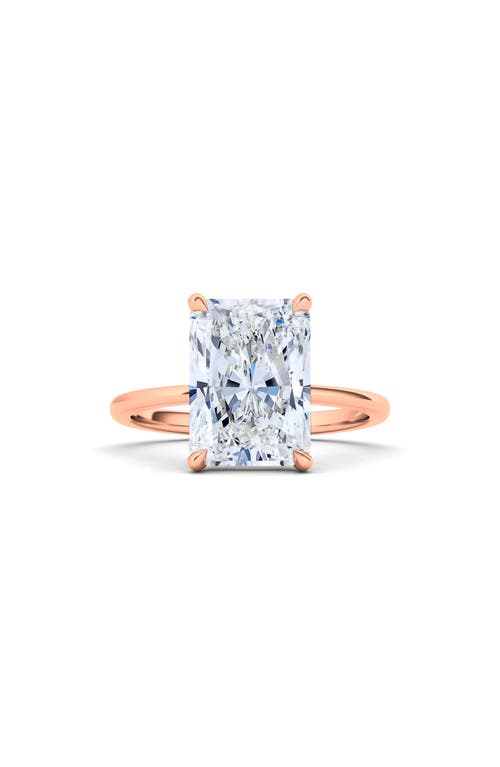Radiant Cut Lab Created Diamond 18K Gold Ring in 18K Rose Gold
