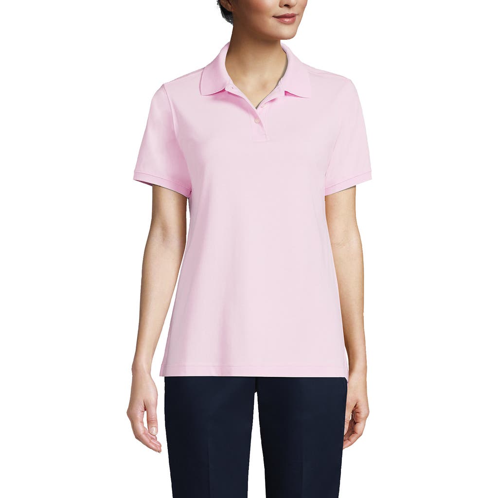 Lands' End School Uniform Short Sleeve Interlock Polo Shirt In Ice Pink